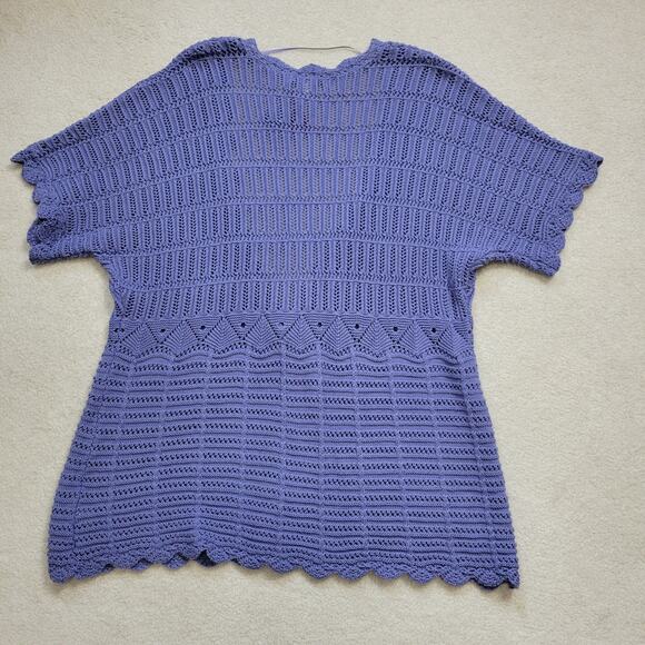 NWT JM Collection Woman 2X Short Sleeve Open Loose Knit Sweater1 Button V-Neck - Picture 3 of 9